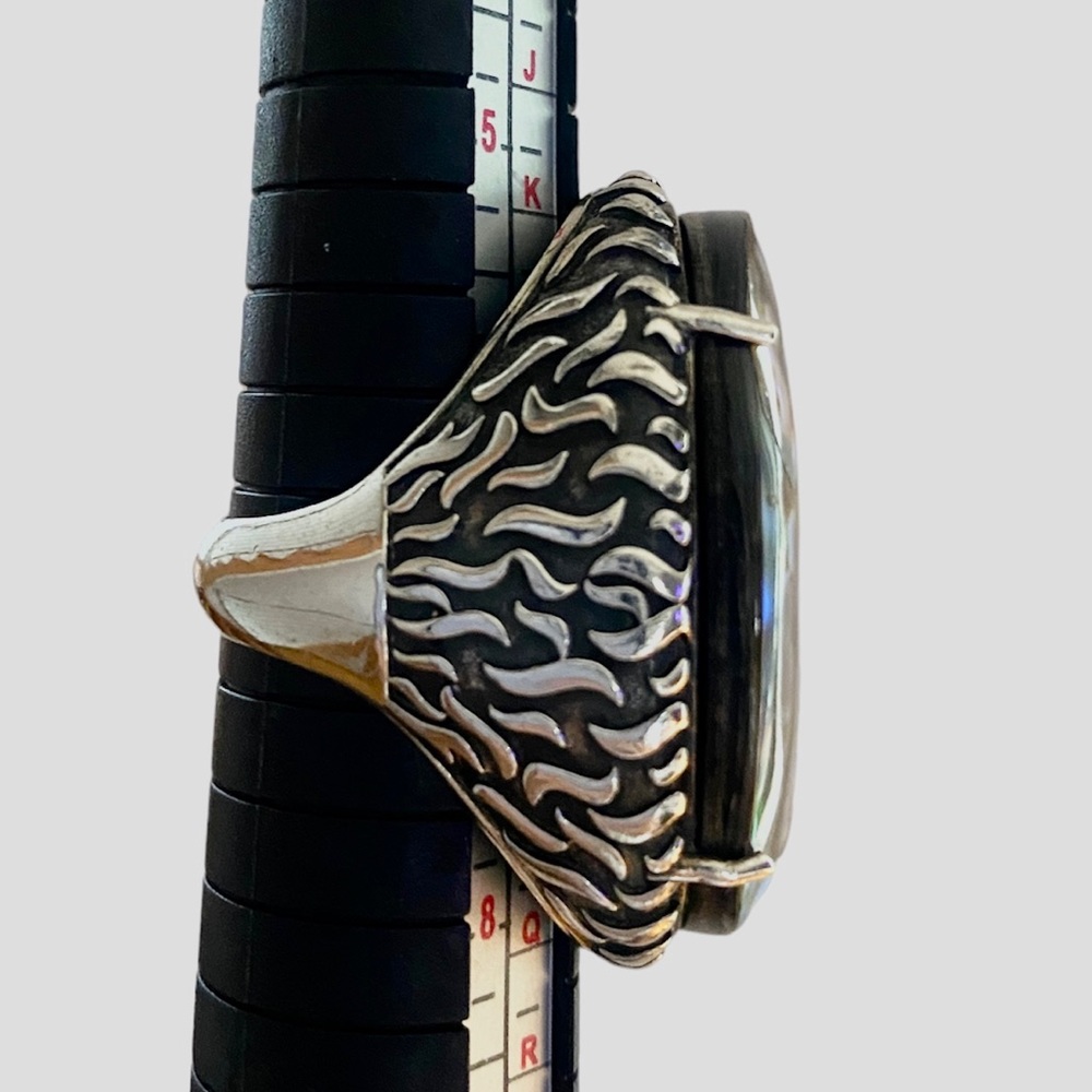 925 Silver Abalone Shell Statement Oval Ring - image 6